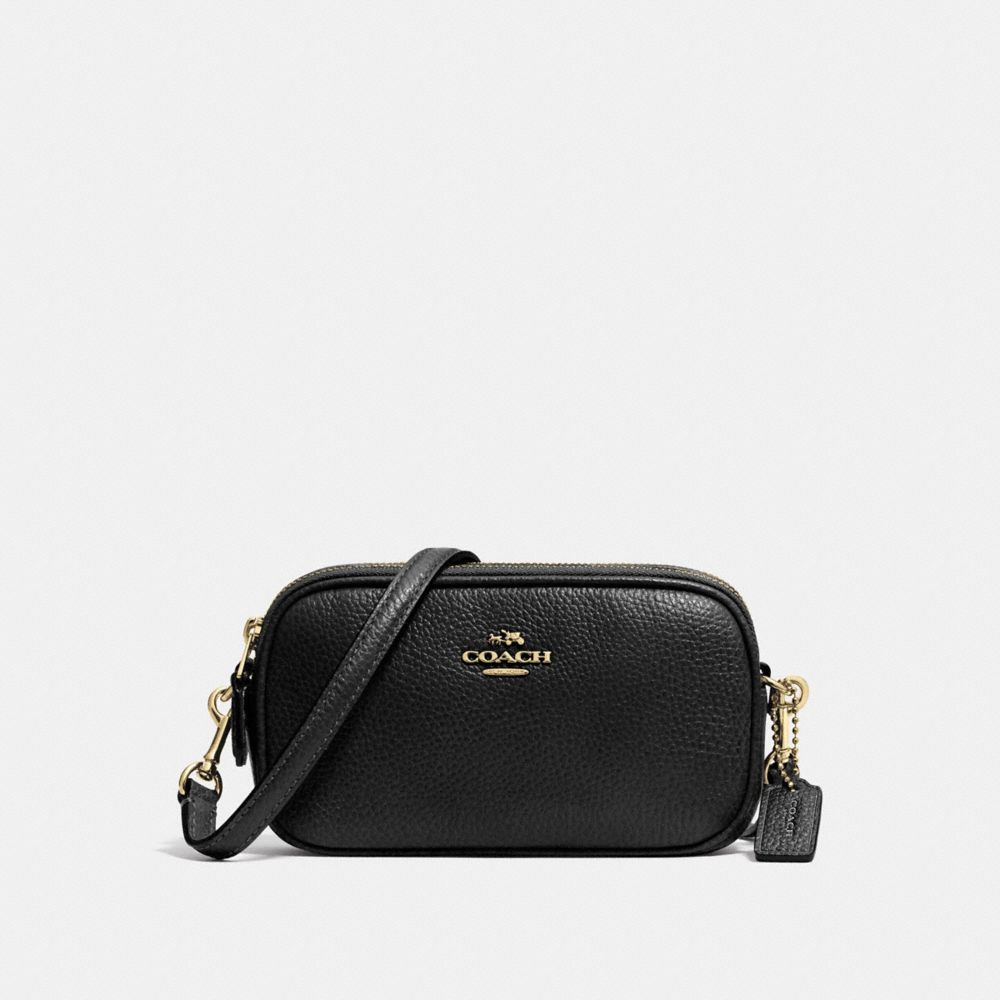 COACH CROSSBODY POUCH IN PEBBLE LEATHER - LIGHT GOLD/BLACK - F53034