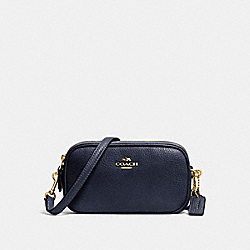 COACH CROSSBODY POUCH IN PEBBLE LEATHER - LIGHT GOLD/NAVY - F53034