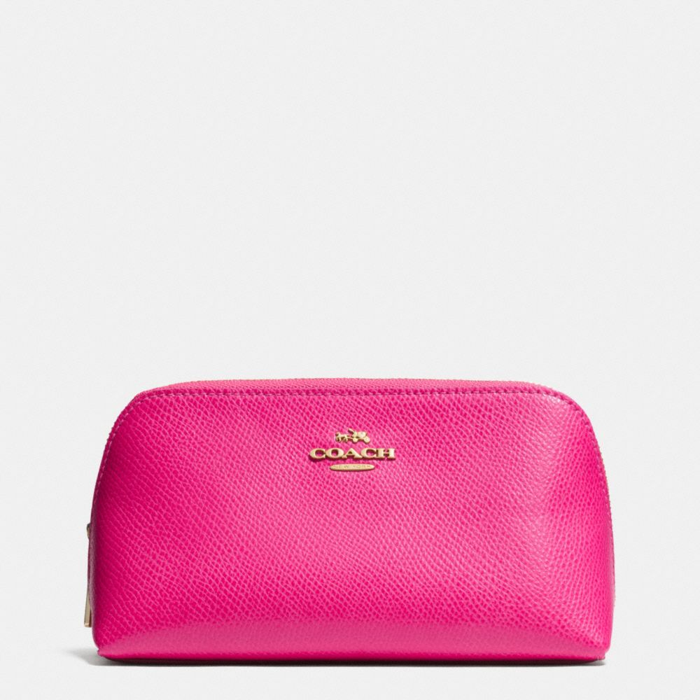 COSMETIC CASE 17 IN CROSSGRAIN LEATHER - COACH f53067 - LIGHT GOLD/PINK RUBY