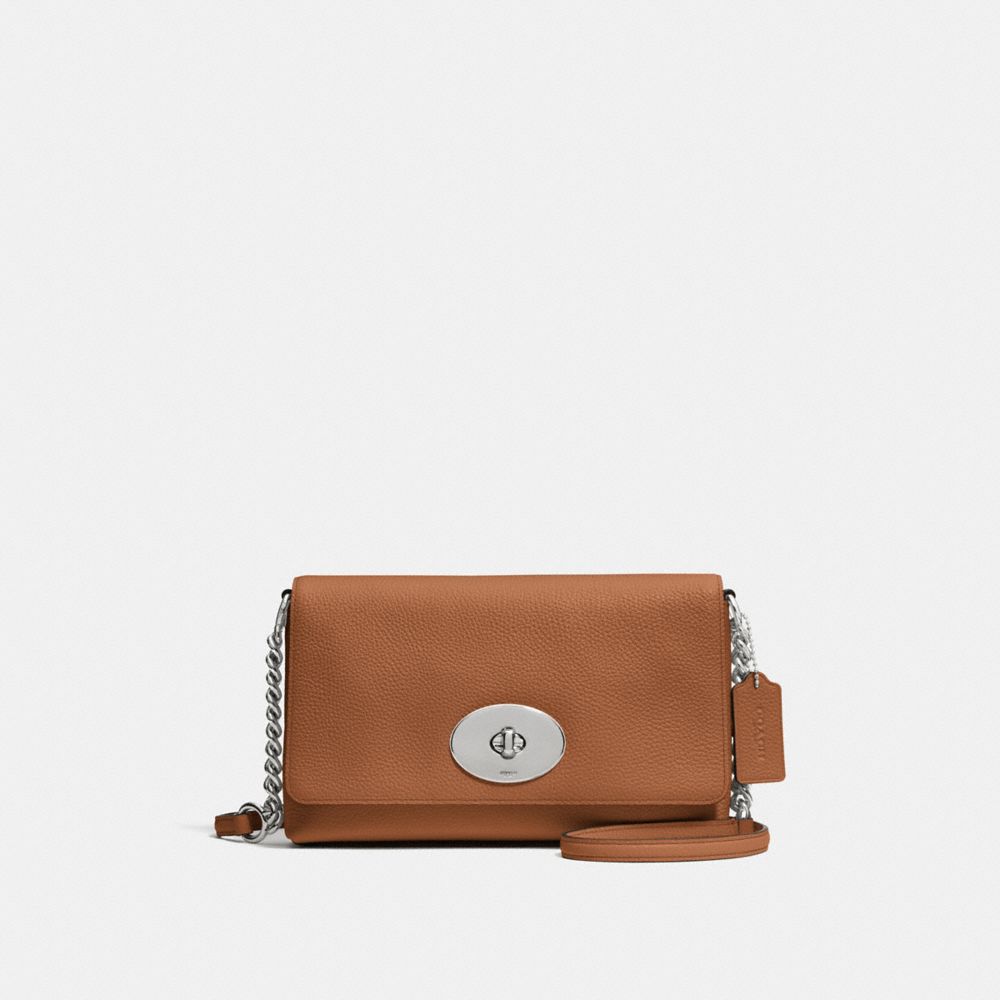 CROSSTOWN CROSSBODY IN PEBBLE LEATHER - COACH f53083 - SILVER/SADDLE