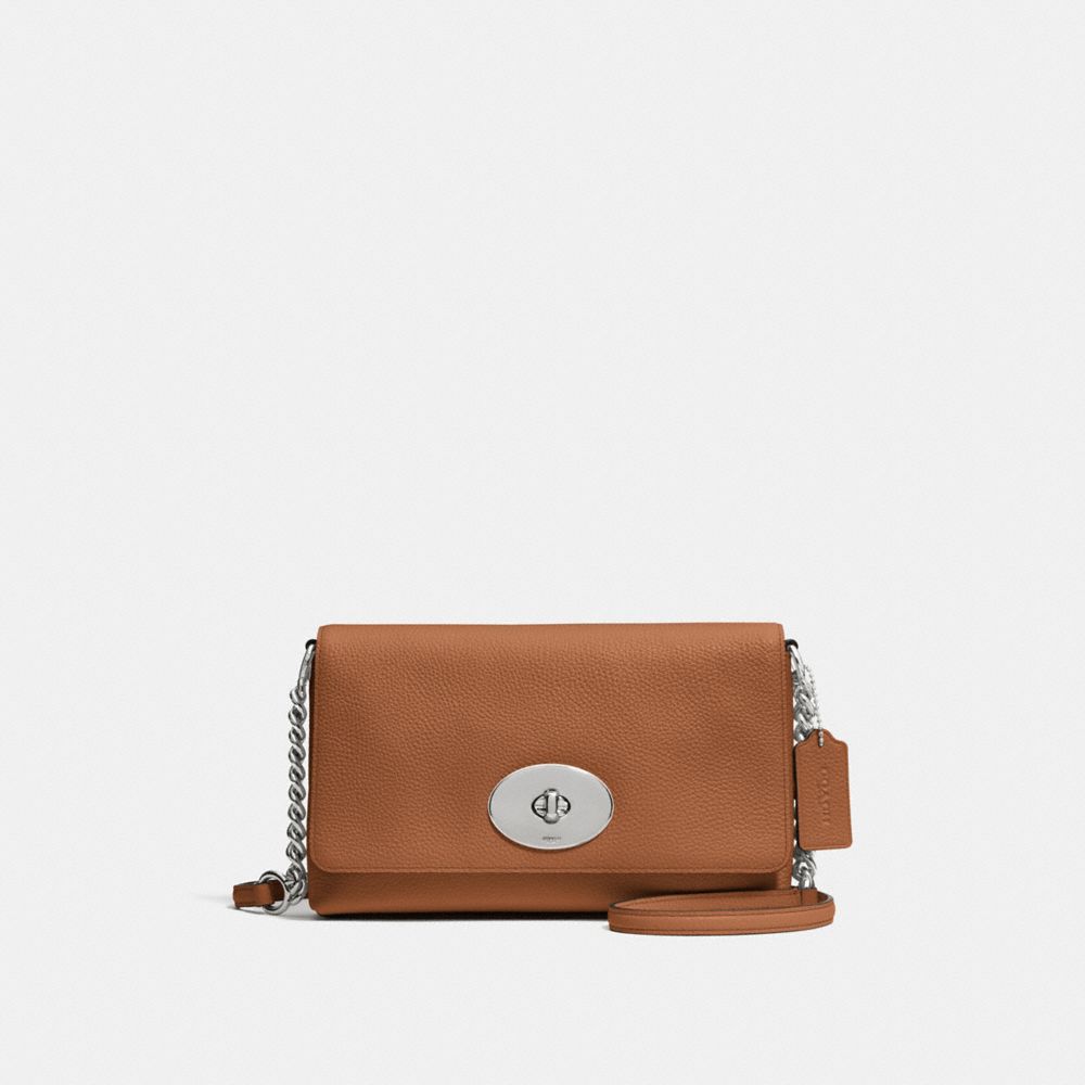 CROSSTOWN CROSSBODY IN PEBBLE LEATHER - COACH f53083 -  SILVER/SADDLE