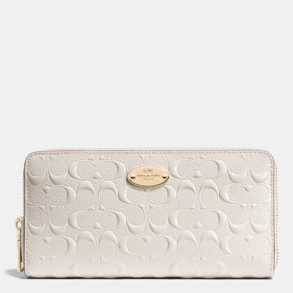 ACCORDION ZIP WALLET IN SIGNATURE DEBOSSED PATENT LEATHER - COACH f53126 -  LIGHT GOLD/CHALK