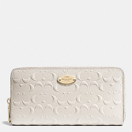 COACH ACCORDION ZIP WALLET IN SIGNATURE DEBOSSED PATENT LEATHER -  LIGHT GOLD/CHALK - f53126