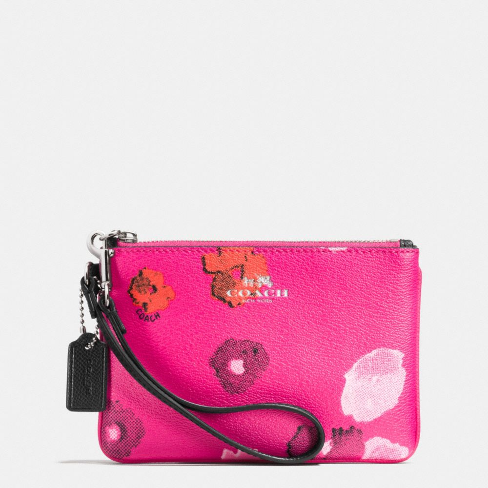 SMALL WRISTLET IN FLORAL PRINT CANVAS - COACH f53130 -  SILVER/PINK MULTICOLOR