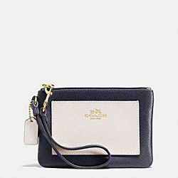 SMALL WRISTLET IN BICOLOR CROSSGRAIN LEATHER - COACH f53142 -  LIGHT GOLD/MIDNIGHT/CHALK