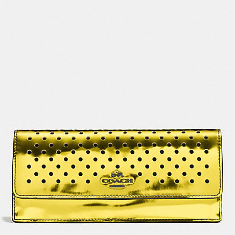 COACH SOFT WALLET IN PERFORATED MIRROR METALLIC LEATHER - BLACK ANTIQUE NICKEL/YELLOW - f53178