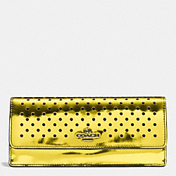 COACH SOFT WALLET IN PERFORATED MIRROR METALLIC LEATHER - BLACK ANTIQUE NICKEL/YELLOW - F53178