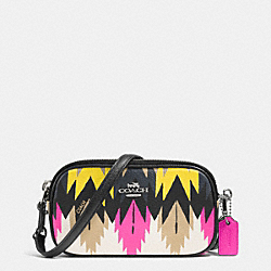 COACH CROSSBODY POUCH IN PRINTED CROSSGRAIN LEATHER - SILVER/HAWK FEATHER - F53198