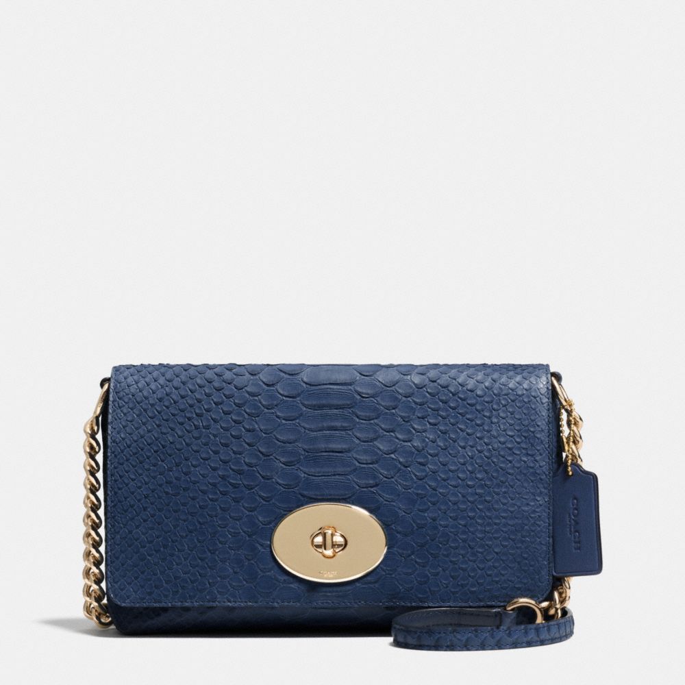 COACH CROSSTOWN CROSSBODY IN EMBOSSED PYTHON LEATHER - LIGHT GOLD/DENIM - F53253