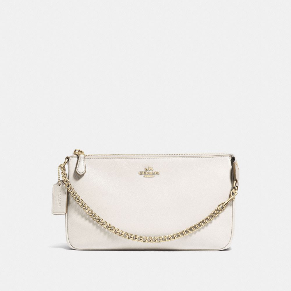 COACH LARGE WRISTLET 19 IN PEBBLE LEATHER - LIGHT GOLD/CHALK - F53340