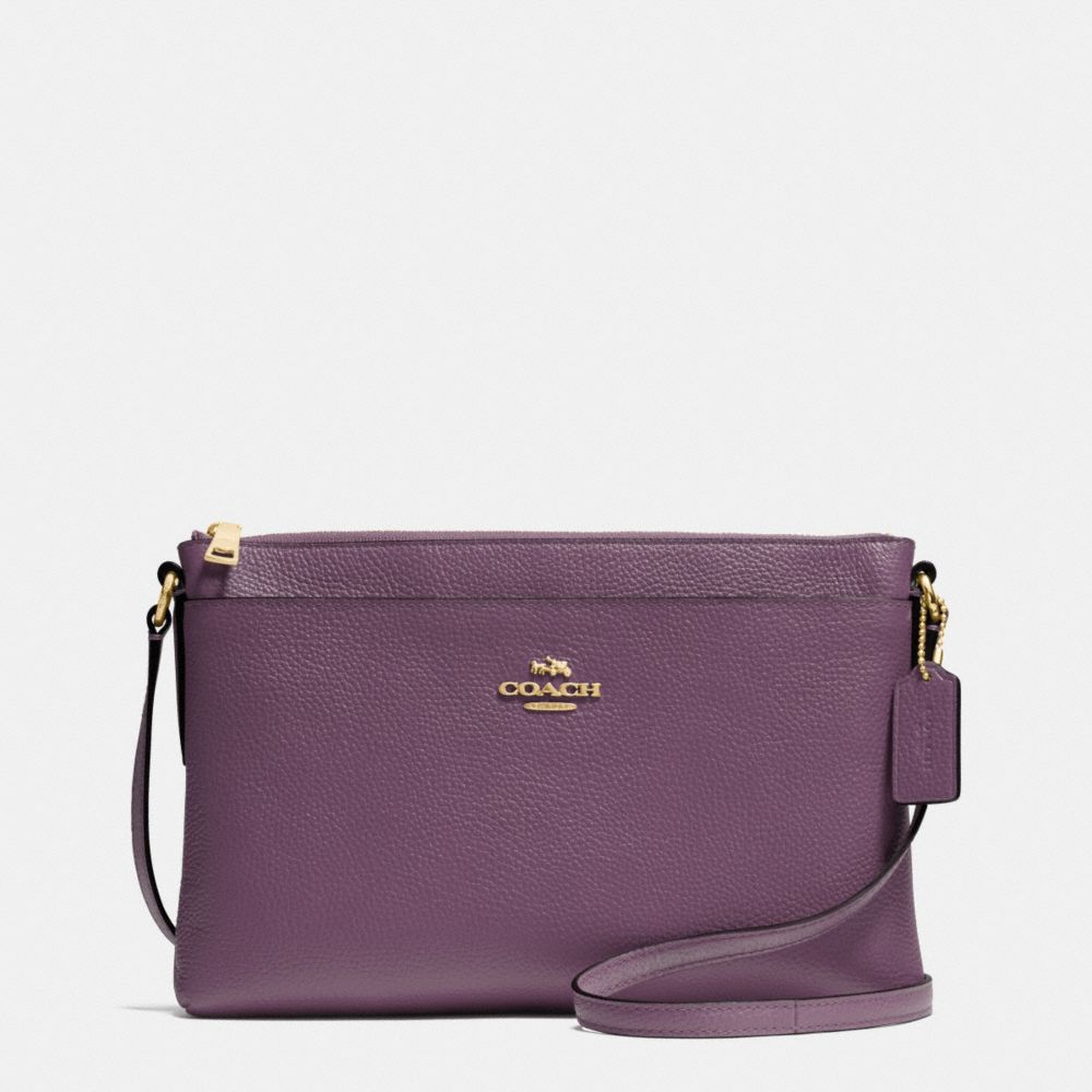 COACH JOURNAL CROSSBODY IN PEBBLE LEATHER - LIGHT GOLD/EGGPLANT - F53357