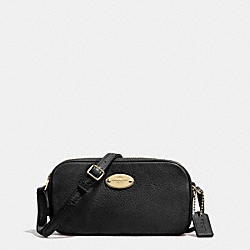 CROSSBODY POUCH IN PEBBLE LEATHER - COACH f53372 - LIGHT GOLD/BLACK