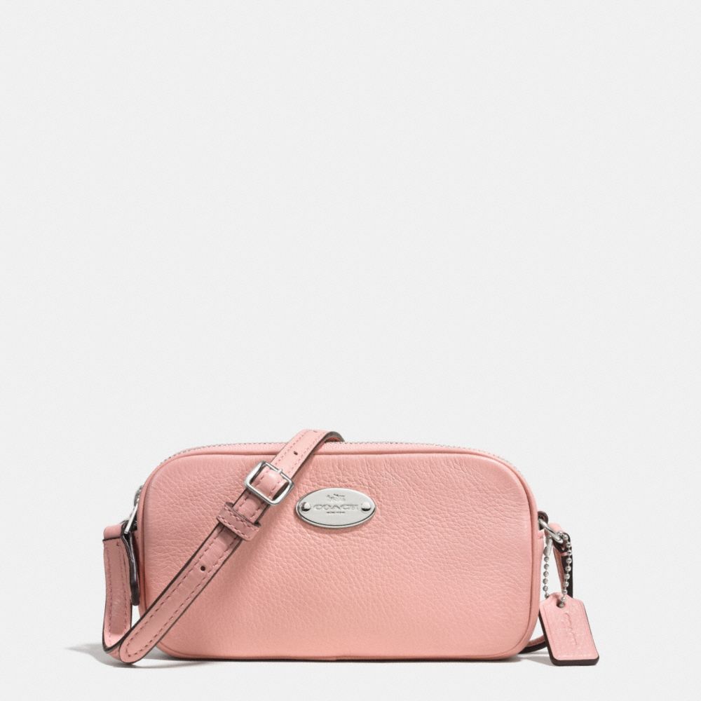 CROSSBODY POUCH IN PEBBLE LEATHER - COACH f53372 - SILVER/BLUSH