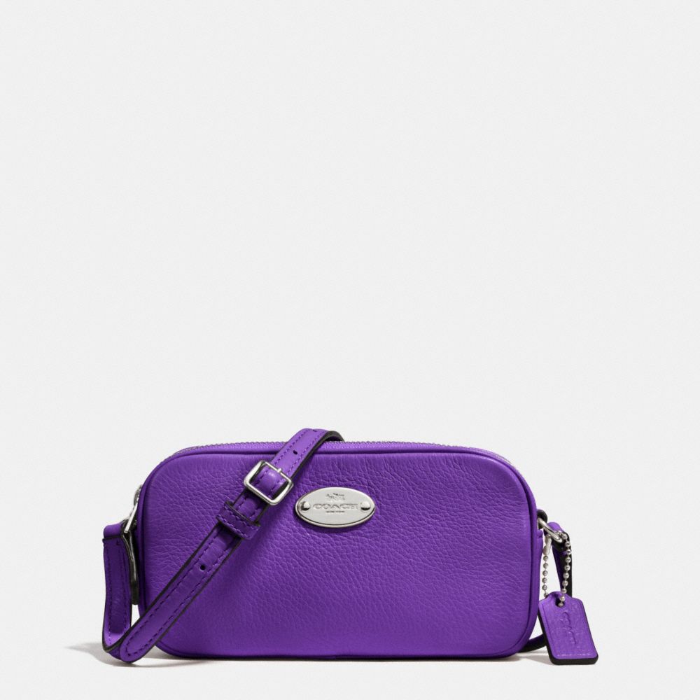 CROSSBODY POUCH IN PEBBLE LEATHER - COACH f53372 - SILVER/PURPLE IRIS