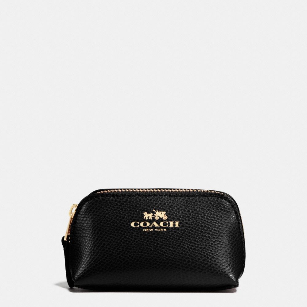 COSMETIC CASE 9 IN CROSSGRAIN LEATHER - COACH f53384 - IMITATION GOLD/BLACK