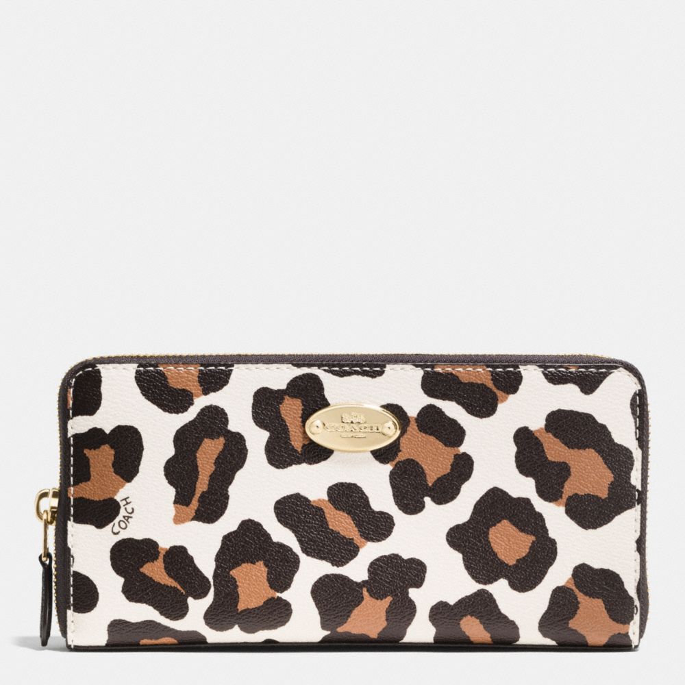 ACCORDION ZIP WALLET IN OCELOT HAIRCALF - COACH f53414 - LIGHT GOLD/CHALK MULTI