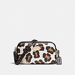 CROSSBODY POUCH IN OCELOT PRINT HAIRCALF - COACH f53421 - LIGHT GOLD/CHALK MULTI