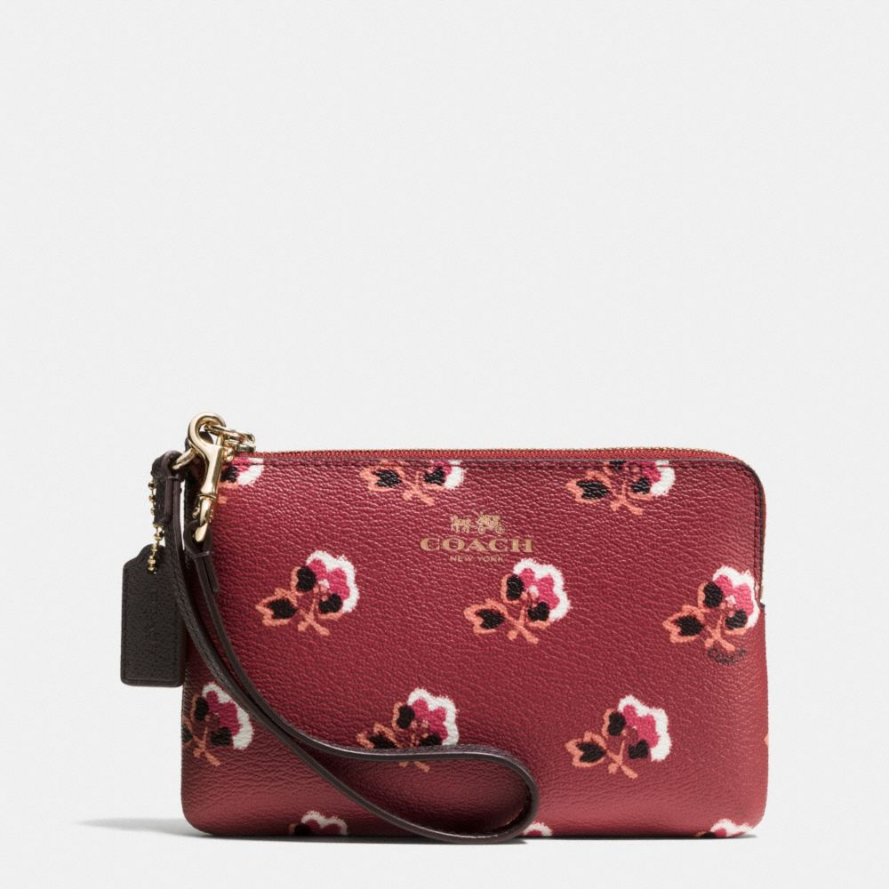 CORNER ZIP IN BRAMBLE ROSE COATED CANVAS - COACH f53430 - IMBYM