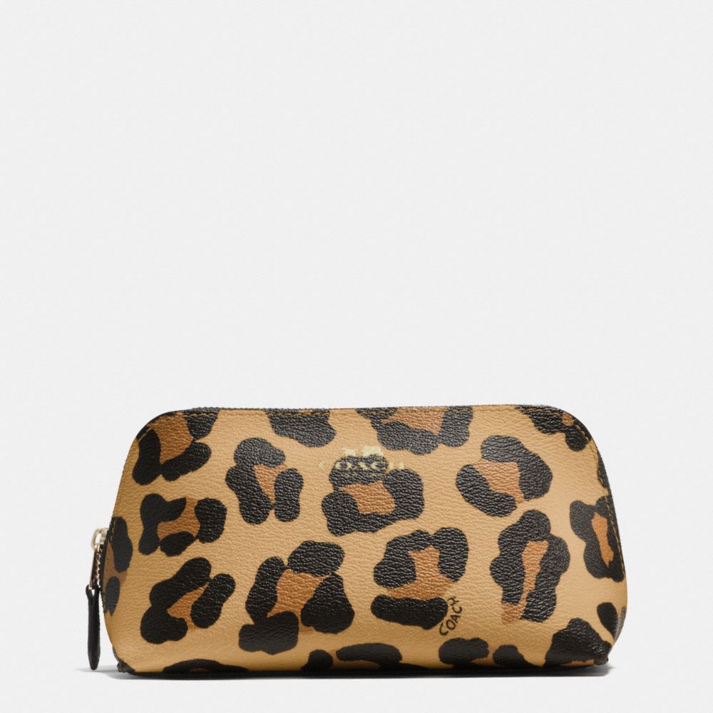 COSMETIC CASE 17 IN OCELOT PRINT HAIRCALF - COACH f53438 - IMITATION GOLD/NEUTRAL