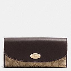 COACH SLIM ENVELOPE WALLET IN SIGNATURE - LIGHT GOLD/KHAKI/BROWN - F53538