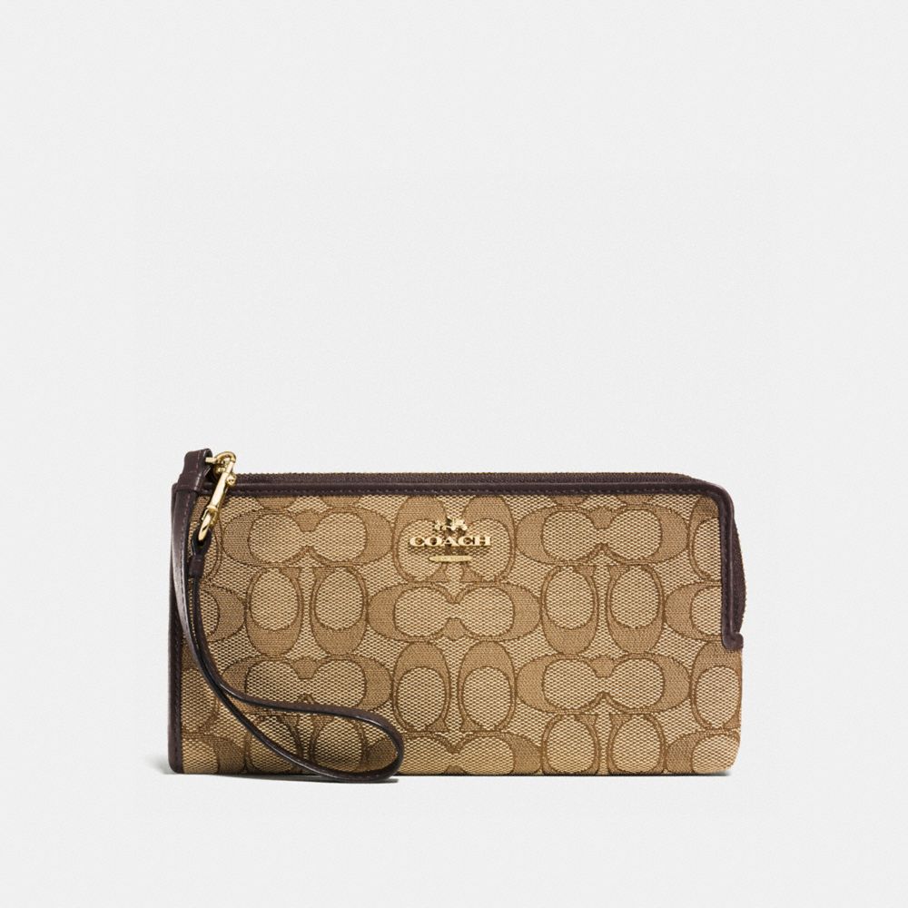 ZIPPY WALLET IN SIGNATURE - COACH f53601 - LIGHT GOLD/KHAKI/BROWN