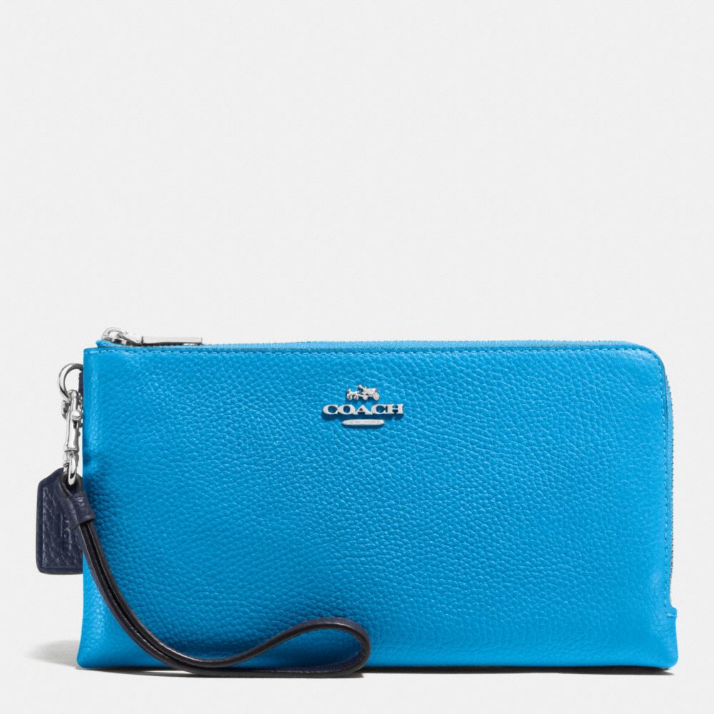 CLRBK DBL ZP WALL;SV/F94 - COACH f53634 - SILVER/AZURE/NAVY