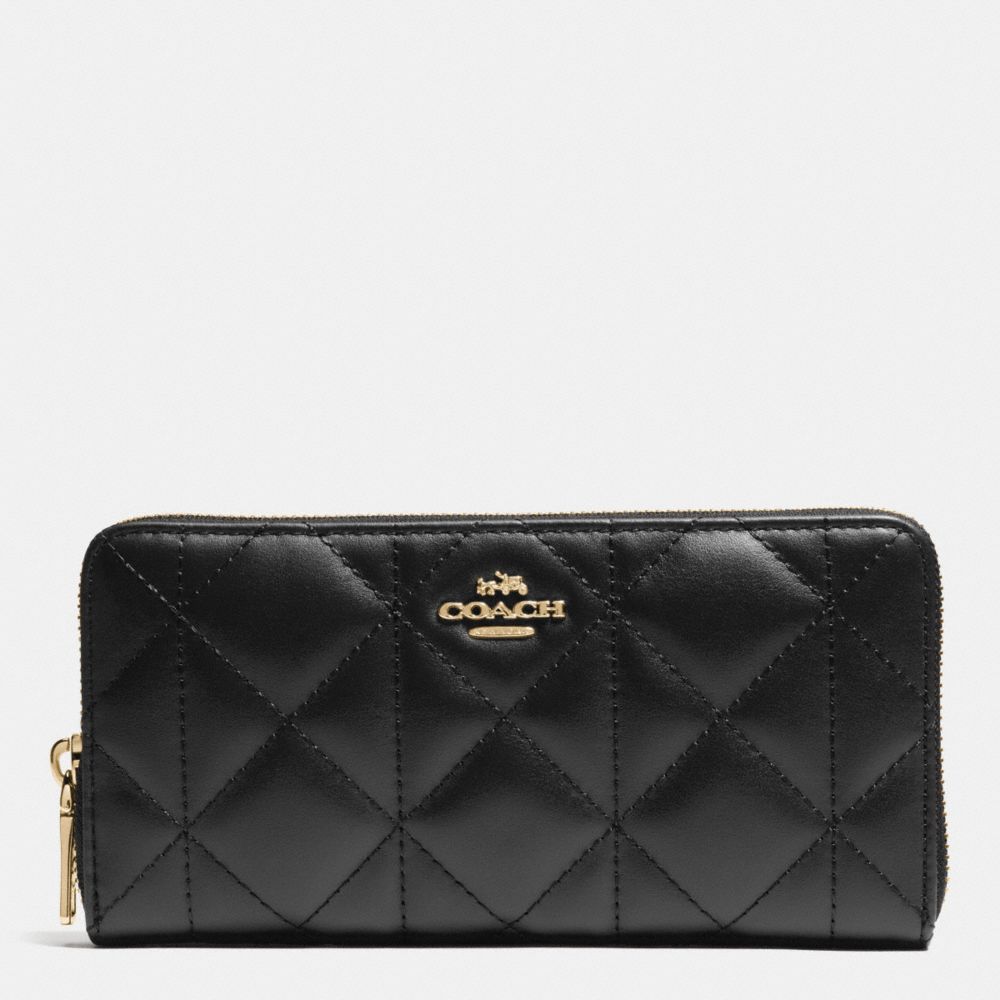 ACCORDION ZIP WALLET IN QUILTED LEATHER - COACH f53637 - IMITATION GOLD/BLACK