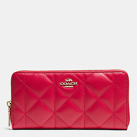 COACH ACCORDION ZIP WALLET IN QUILTED LEATHER - IMITATION GOLD/CLASSIC RED - f53637