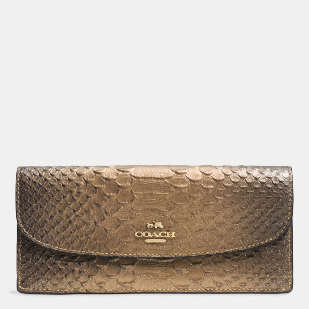 SOFT WALLET IN METALLIC SNAKE EMBOSSED LEATHER - COACH f53641 - IMITATION GOLD/GOLD