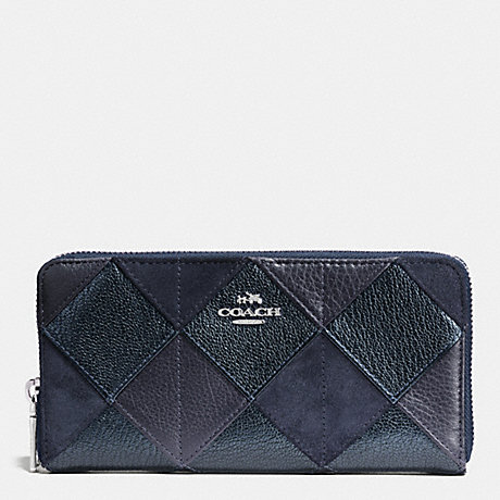 COACH ACCORDION ZIP WALLET IN PATCHWORK LEATHER - SILVER/BLUE MULTICOLOR - f53643