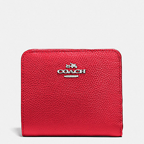 COACH SMALL WALLET IN COLORBLOCK LEATHER - SILVER/TRUE RED/ORANGE - f53649