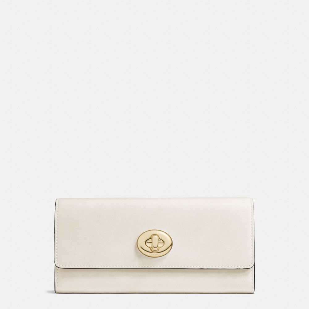 TURNLOCK SLIM ENVELOPE WALLET IN SMOOTH LEATHER - COACH f53663 -  LIGHT GOLD/CHALK