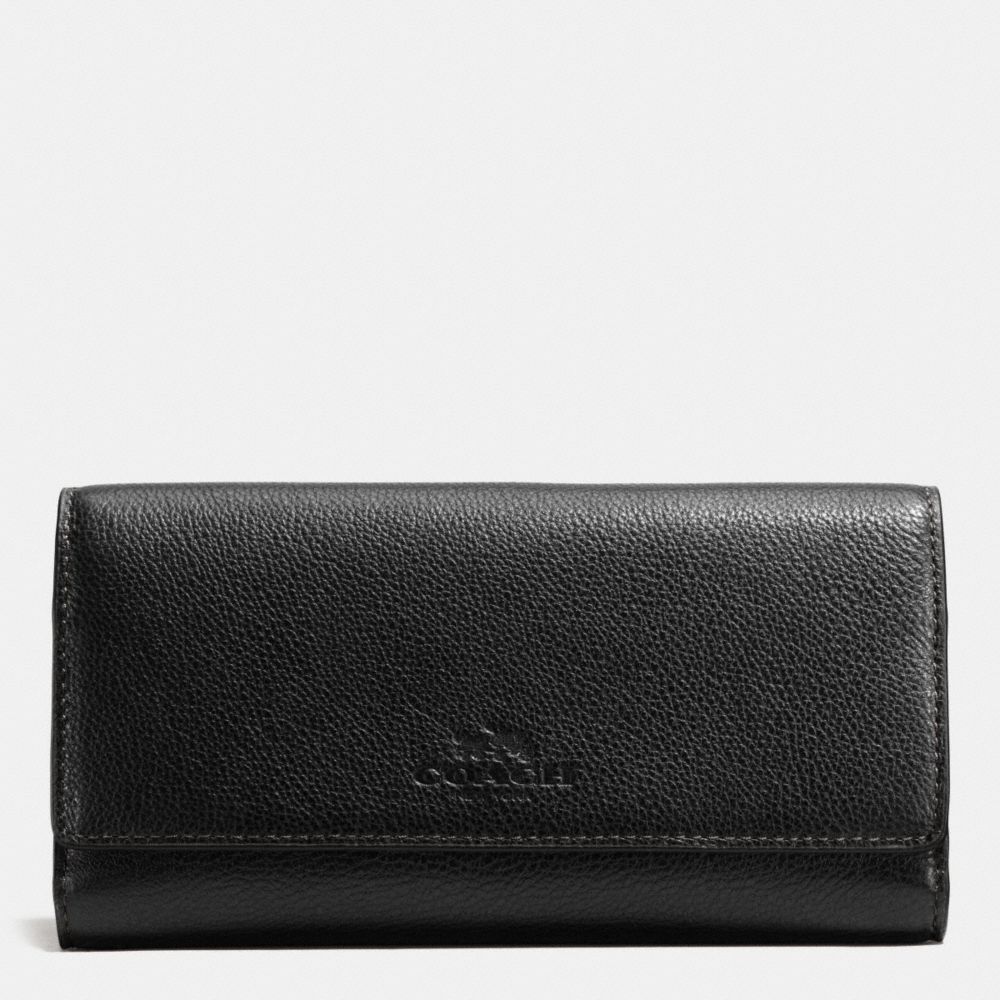 TRIFOLD WALLET IN PEBBLE LEATHER - COACH f53708 - IMITATION GOLD/BLACK