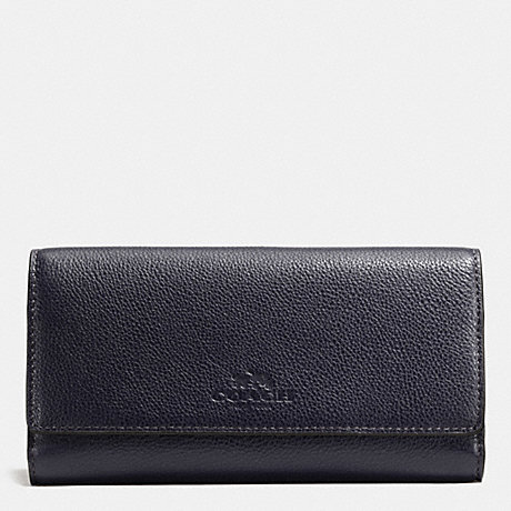 COACH TRIFOLD WALLET IN PEBBLE LEATHER - IMITATION GOLD/MIDNIGHT - f53708
