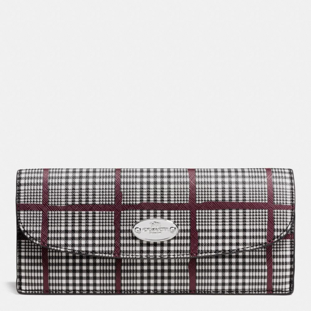 SOFT WALLET IN GLEN PLAID COATED CANVAS - COACH f53731 -  SILVER/BLACK