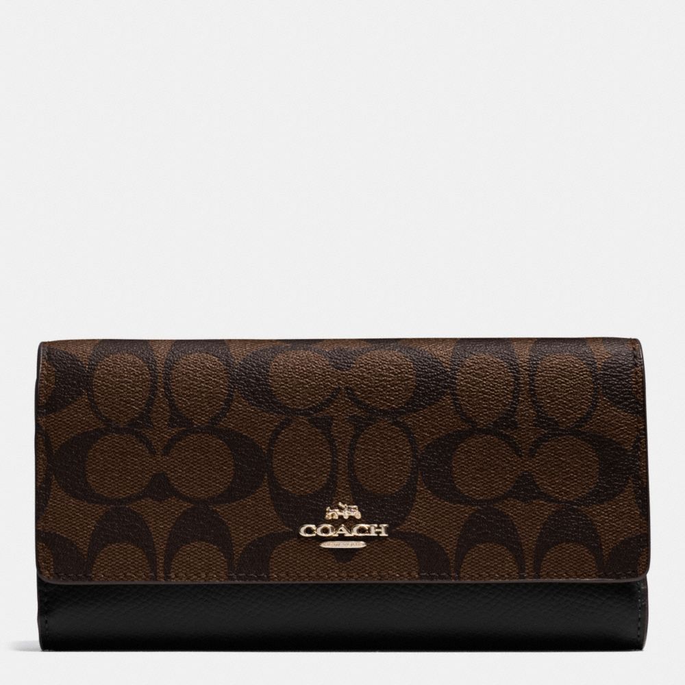 TRIFOLD WALLET IN SIGNATURE - COACH f53763 - IMITATION GOLD/BROWN/BLACK