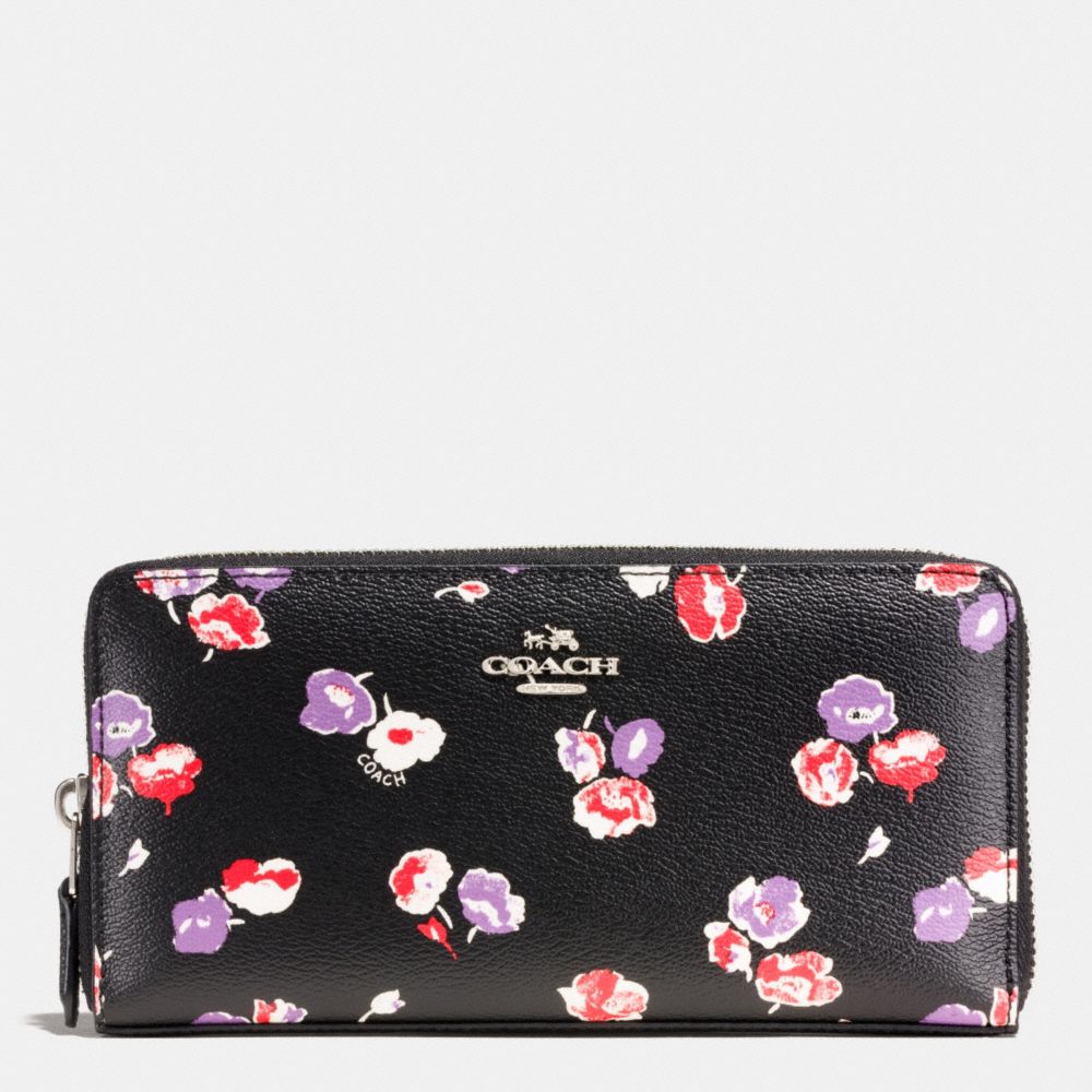 ACCORDION ZIP WALLET IN WILDFLOWER PRINT COATED CANVAS - COACH f53770 - SILVER/BLACK MULTI