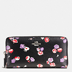 COACH ACCORDION ZIP WALLET IN WILDFLOWER PRINT COATED CANVAS - SILVER/BLACK MULTI - F53770