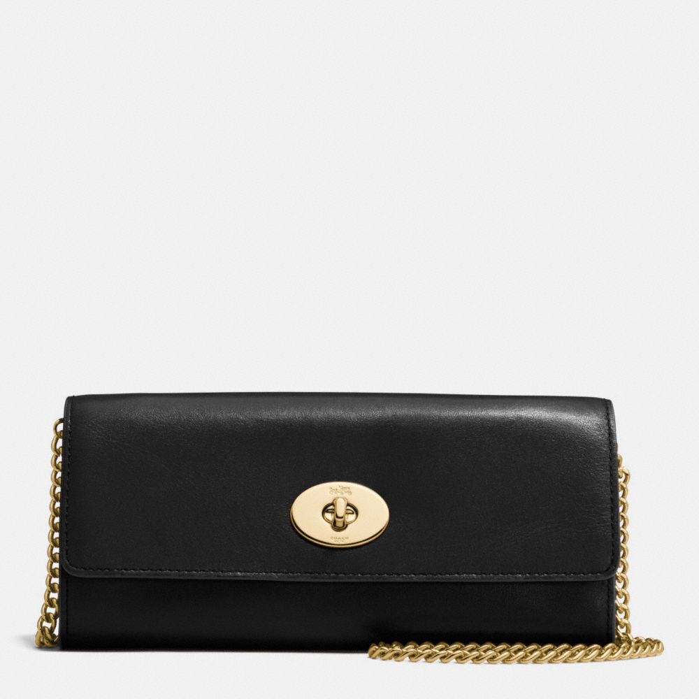 TURNLOCK SLIM ENVELOPE IN SMOOTH LEATHER - COACH f53890 - IMITATION GOLD/BLACK