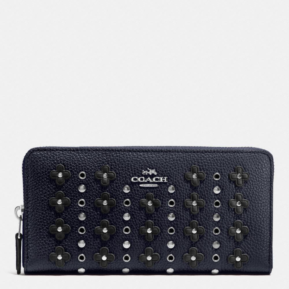 FLORAL RIVET ACC ZIP;LI/CHK - COACH f53907 - SILVER/NAVY/BLACK