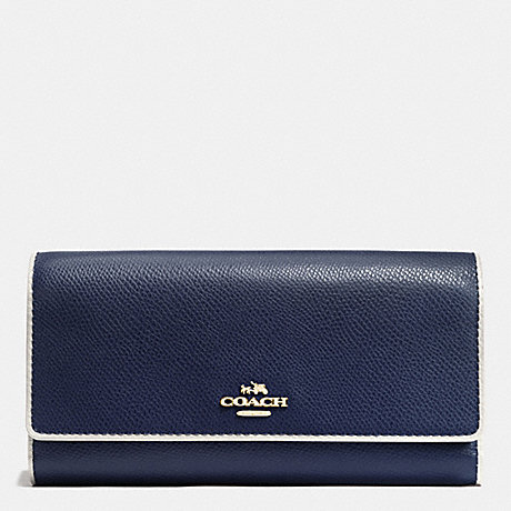 COACH TRIFOLD WALLET IN EDGEPAINT CROSSGRAIN LEATHER - IMITATION GOLD/MIDNIGHT/CHALK - f53935