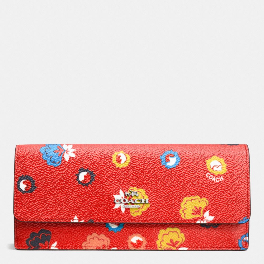 SOFT WALLET IN WILD PRAIRIE PRINT COATED CANVAS - COACH f53967 - SILVER/CARMINE WILD PRAIRIE