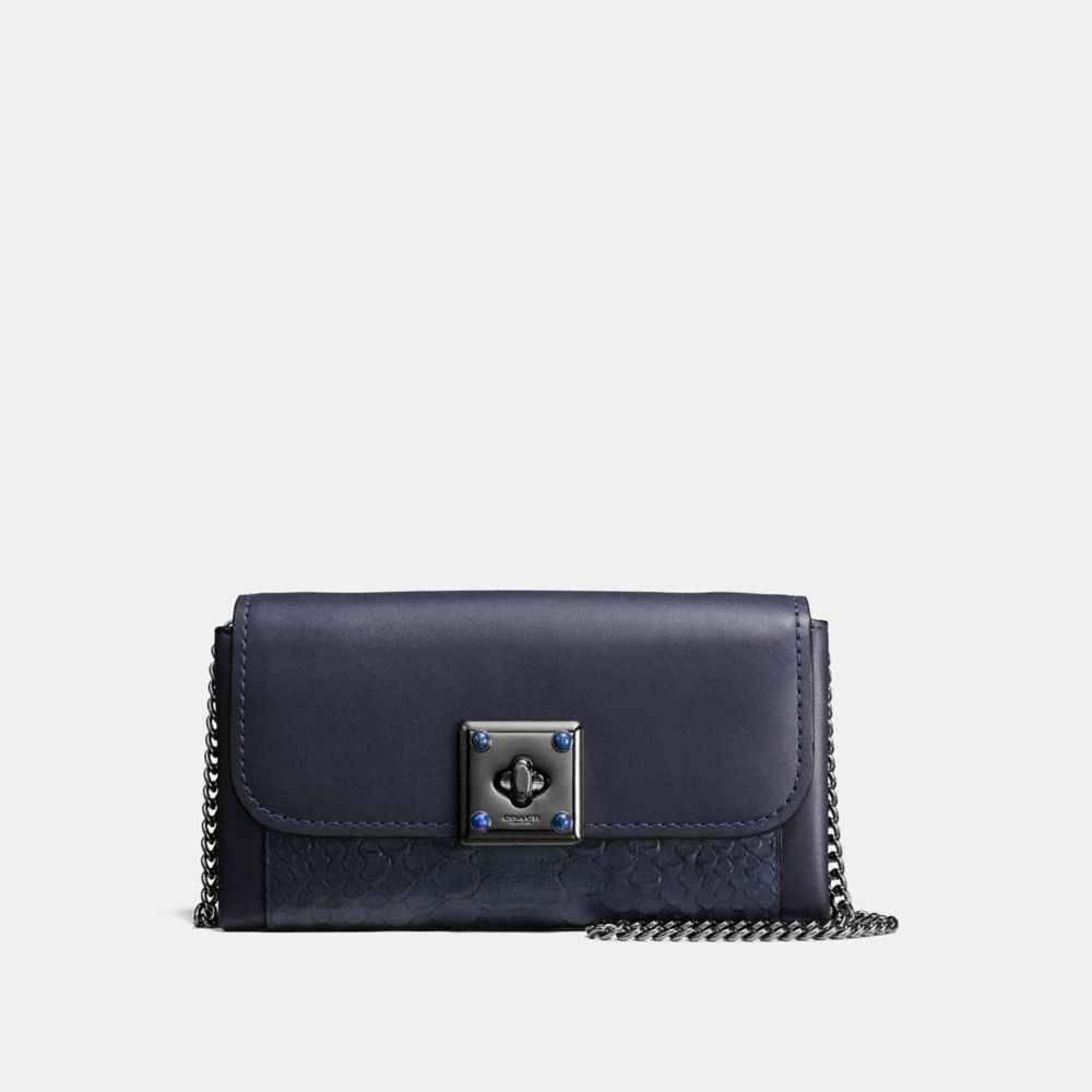 DRIFTER WALLET IN EXOTIC EMBOSSED LEATHER - COACH f53994 - MIDNIGHT NAVY/