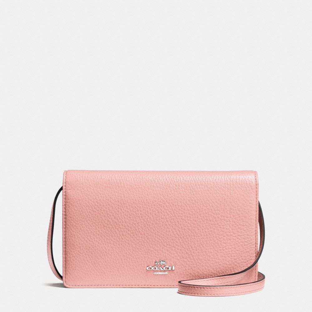 FOLDOVER CLUTCH CROSSBODY IN PEBBLE LEATHER - COACH f54002 - SILVER/BLUSH