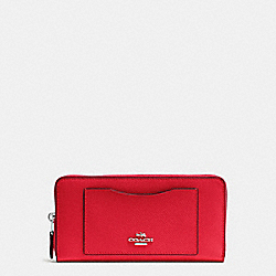 COACH ACCORDION ZIP WALLET IN CROSSGRAIN LEATHER - SILVER/BRIGHT RED - F54007