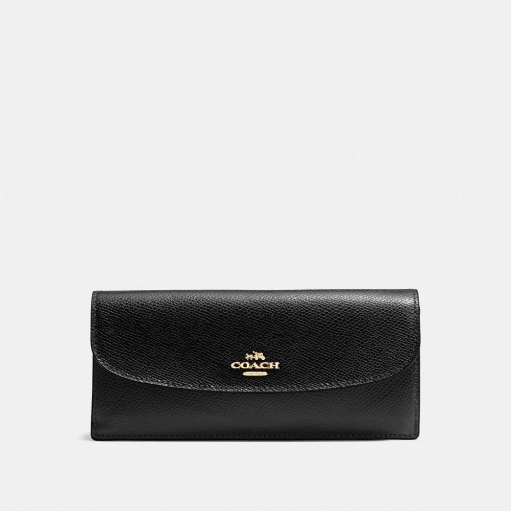 SOFT WALLET IN CROSSGRAIN LEATHER - COACH f54008 - IMITATION  GOLD/BLACK