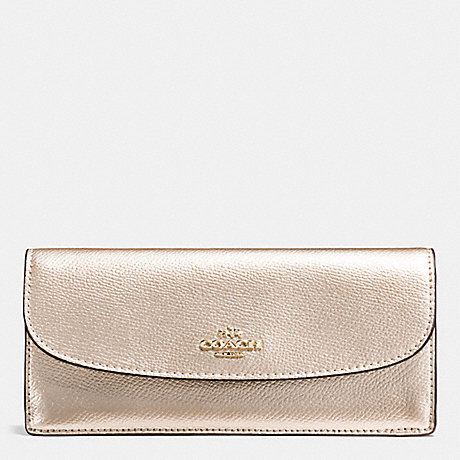 COACH SOFT WALLET IN CROSSGRAIN LEATHER - IMITATION GOLD/PLATINUM - f54008