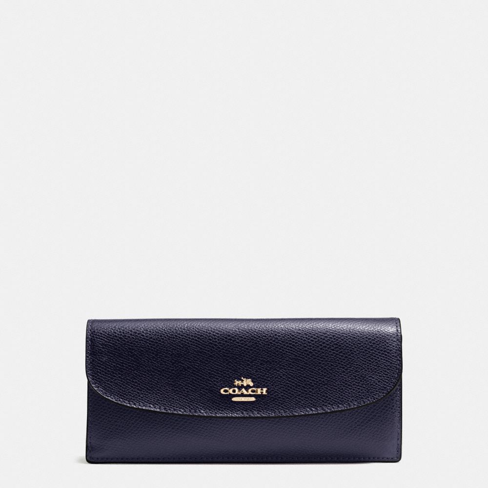 SOFT WALLET IN CROSSGRAIN LEATHER - COACH f54008 - IMITATION GOLD/MIDNIGHT