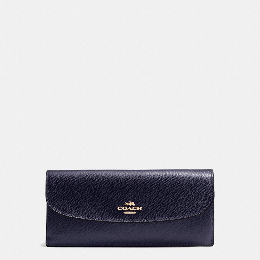 SOFT WALLET IN CROSSGRAIN LEATHER - COACH f54008 - IMITATION  GOLD/MIDNIGHT