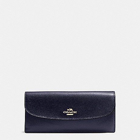 COACH SOFT WALLET IN CROSSGRAIN LEATHER - IMITATION GOLD/MIDNIGHT - f54008